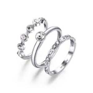 Brosway Symphonia ring stack of 3 silver sainless steel new women's‎ size 9